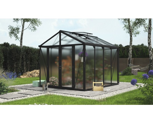 Serre Vitavia Zeus Comfort 8100 panneaux alvéolés 16 mm avec profilé de sol 258,4x316,4 cm noir