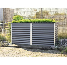 Jardinière surélevée en métal ondulé avec des plantes