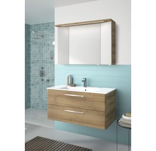 Badmöbel-Set Pelipal Kumba BxHxT 107 x 200 x 50 cm Frontfarbe eiche riviera mit Mineralguss-Waschtisch weiß 99.107012147