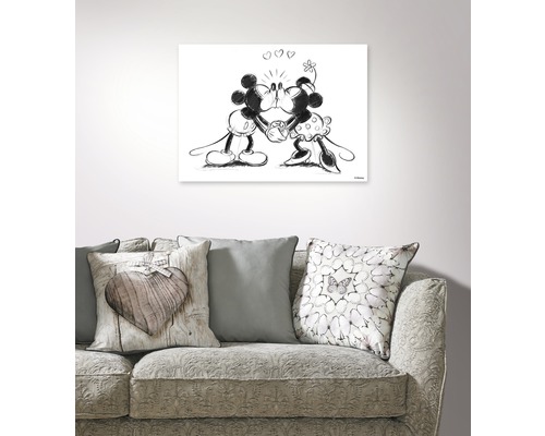 Sketch Disney cm Mickey 70x50 Luxemburg Minnie HORNBACH - Leinwandbild Kissing