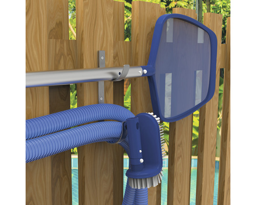 Poolreinigungsset mit Kescher, Bürste und Schlauch zur Wandmontage