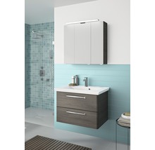 Set de meubles de salle de bains Pelipal Kumba lxhxp 80 x 200 x 51 cm couleur de façade graphite structure transversale avec vasque en fonte minérale blanc 99.77022619
