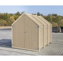 Box à vélos en bois avec double porte et toit à pignon