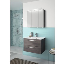 Set de meubles de salle de bains Pelipal Kumba lxhxp 77 x 200 x 50 cm couleur de façade graphite structure transversale avec vasque en verre blanc 99.77032619
