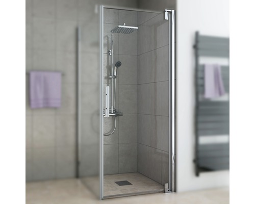 Porte pivotante Breuer Europe 900x2000 mm en verre transparent effet chrome-aluminium