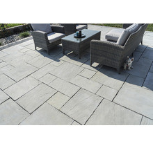Dalle de terrasse en béton India gris multiformat épaisseur 4 cm (1 pal. = 9,72 m² corresp. à 6 kits de 1,62 m²)