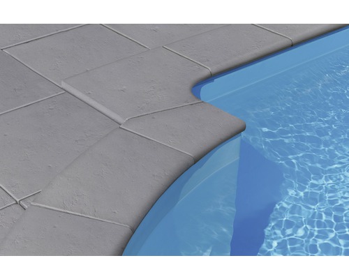 Bordure de piscine margelle Margo plaque de raccordement de terrasse gris perle 49,5 x 49,5 x 3,2 cm