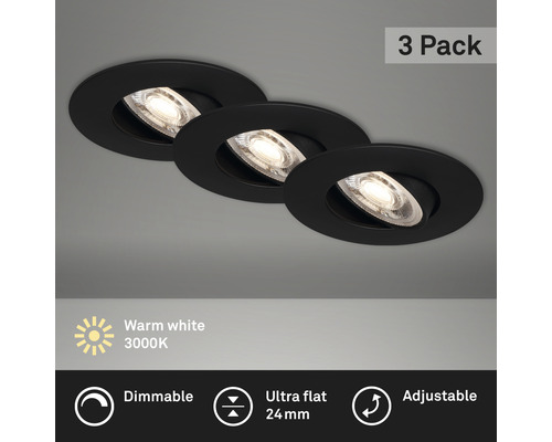 Spot à encastrer LED à intensité lumineuse variable IP44 6W 450 lm 3000 K  blanc chaud rond blanc Ø 115/100 mm 230V - HORNBACH Luxembourg