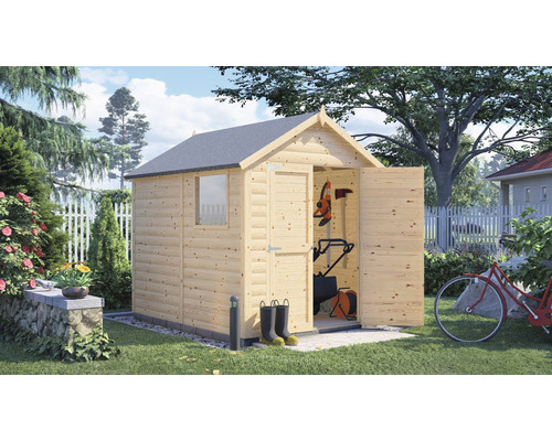 Gartenhaus Konsta Blockhaus mit Fußboden 181 x 239 cm natur