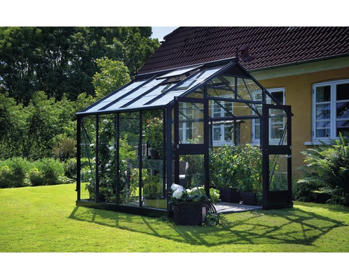 Gewächshaus JULIANA Premium 8,8 m² 3 mm Sicherheitsglas 296 x 296 cm anthrazit