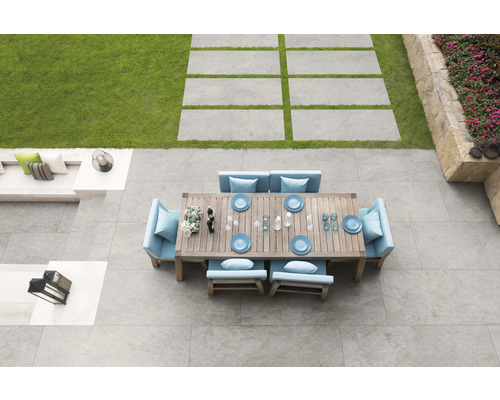 Dalle de terrasse FLAIRSTONE en grès cérame fin Garden Moon bords rectifiés 120 x 60 x 2 cm