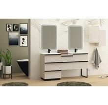 Meuble sous-vasque Baden Haus Qube largeur 60 cm brossé blanc 55055