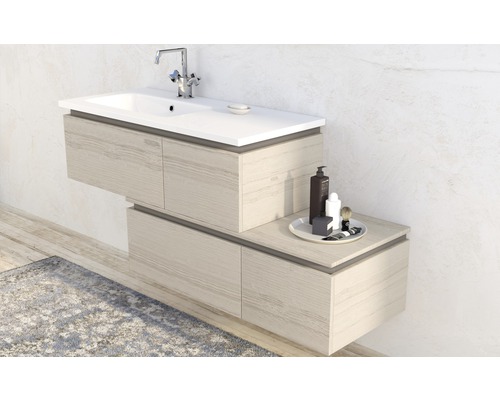 Meuble-lavabo avec meuble sous-vasque, lavabo, robinetterie et accessoires de salle de bain