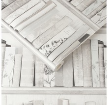 Tapete mit Bücherregal-Motiv für die Wandgestaltung