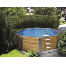 Ensemble de piscine hors sol en bois Weka 593 octogonale 310x310x116 cm avec épurateur à cartouche & échelle-thumb-1
