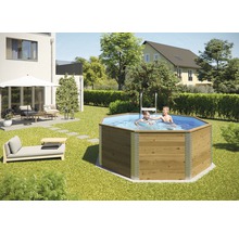 Ensemble de piscine hors sol en bois Weka 593 octogonale 310x310x116 cm avec épurateur à cartouche & échelle-thumb-2