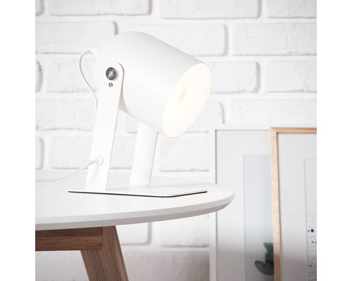 Lampe de table Yan 1 ampoule hxlxL 290x182x135 mm blanc avec interrupteur intermédiaire à cordon tête pivotante