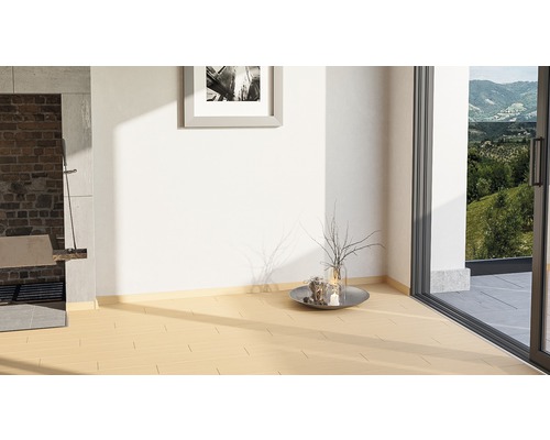 Pièce lumineuse avec carrelage, cheminée et accès à l''extérieur
