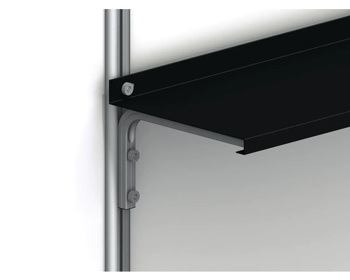 Tablette avec support de tablette et colonne métallique pour un système de rayonnage