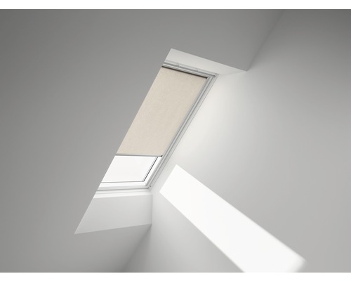 Store tamisant VELUX sable uni à commande manuelle cadre aluminium RFL CK06 4155S