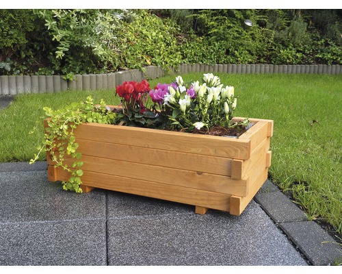 Jardinière «Empoli» avec film pour plantes en bois 29 x 59 x 20,5 cm couleur miel