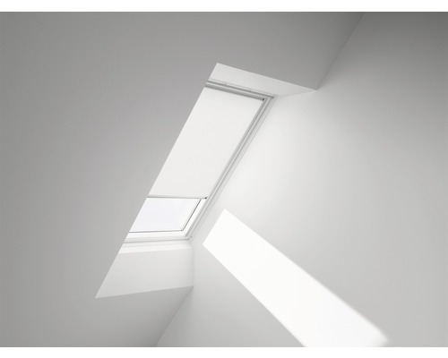 Store tamisant VELUX blanc uni à commande manuelle cadre aluminium RFL Y33 1028S