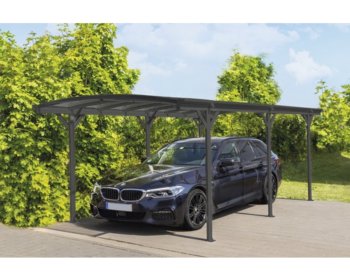 Einzelcarport WESTMANN Rundbogen 6 mm Doppelstegplatten 17 m² inkl. Regenrinne 300 x 576 cm anthrazit