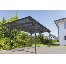 Carport simple WESTMANN en toit plat 6 mm plaques alvéolaires 15 m² gouttière comprise 305 x 503 cm anthracite