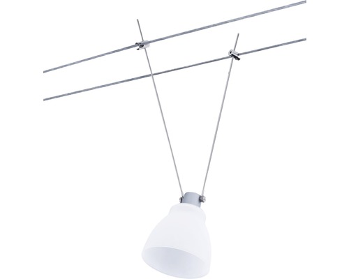 Luminaire sur câble avec abat-jour en verre et suspension à câble métallique