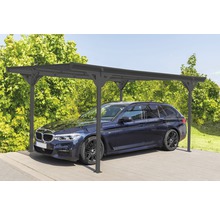 Carport simple WESTMANN en toit plat 6 mm plaques alvéolaires 15 m² gouttière comprise 305 x 503 cm anthracite