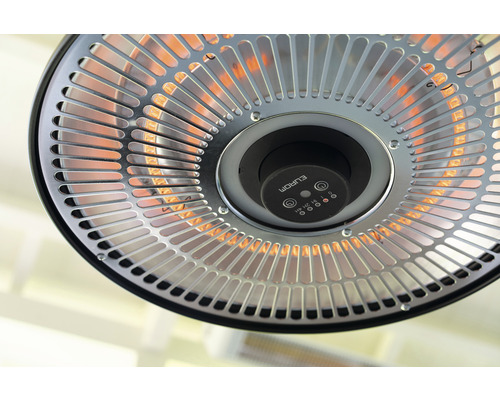 Detailaufnahme eines Eurom Heizstrahlers mit Schutzgitter und Bedienelementen