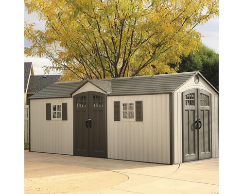 Abri de jardin avec porte double et volets