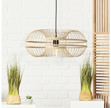 Suspension 1 ampoule hxØ 120x48 cm nature/noir