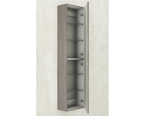 Offener, hängender Badezimmerschrank mit Glasböden zur Aufbewahrung von Badartikeln