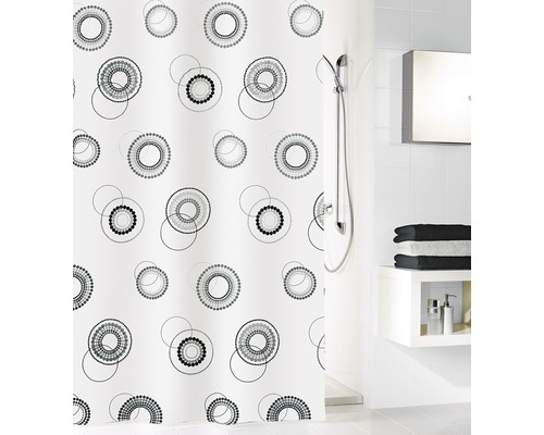 Rideau de douche Kleine Wolke Luna noir/blanc textile 180 x 200 cm