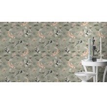 Papier peint intissé 409437 Kimono koï vert