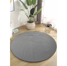 Tapis rond gris dans une pièce lumineuse