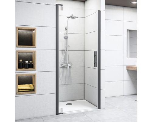 Porte de douche en niche Breuer Europa Design 90 cm verre transparent, profilé couleur noir 0285031001004