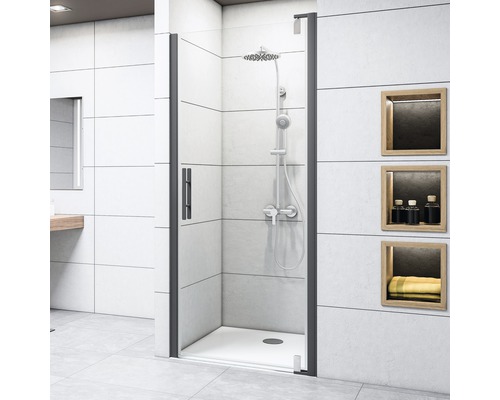 Porte de douche en niche Breuer Europa Design 90 cm verre transparent, profilé couleur noir 0286031001004