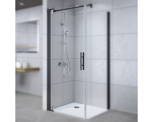 Porte de douche pour paroi latérale Breuer Europa Design 100 cm verre transparent, profilé couleur noir 0289031001005