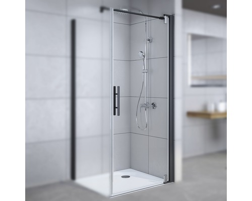 Porte de douche pour paroi latérale Breuer Europa Design 90 cm verre transparent, profilé couleur noir 0290031001004-0