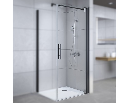 Porte de douche pour paroi latérale Breuer Europa Design 90 cm verre transparent, profilé couleur noir 0290031001004