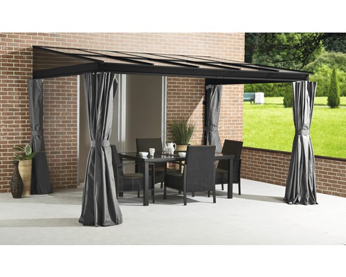 Toiture pour terrasse SOJAG St. Barth 10x12 avec supports pour charge de neige, moustiquaire et rideau 364x296 cm anthracite