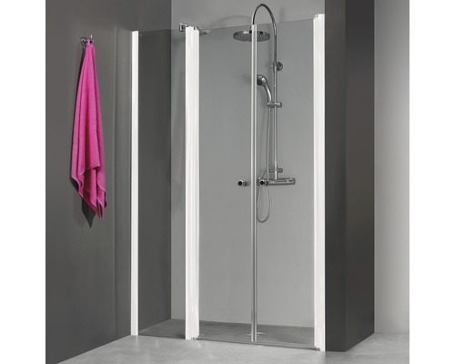 Porte de douche en niche Breuer Elana 90 cm en verre transparent, profilé couleur blanche 0621011001004