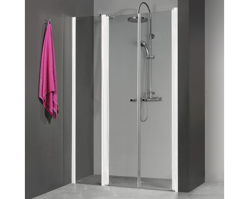 Porte de douche en niche Breuer Elana 120 cm en verre transparent, profilé couleur blanche 0621011001040