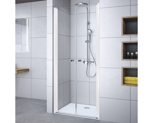 Porte de douche en niche Breuer Elana 100 cm en verre transparent, profilé couleur blanche 1631011001005 Porte de douche en niche Breuer Elana 100 cm en verre transparent, profilé couleur blanche 1631011001005