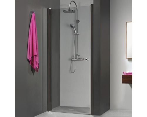 Porte de douche en niche Breuer Elana 75 cm en verre transparent, profilé couleur noire