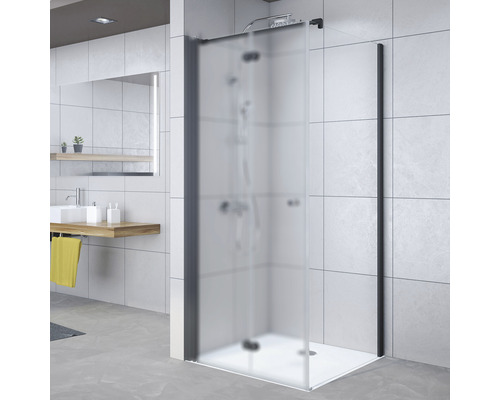 Paroi latérale pour porte de douche Breuer Elana Komfort 100 cm en verre transparent, profilé couleur noire 1657031001005