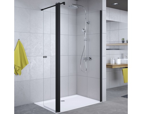 Paroi de douche à l'italienne Breuer Entra 120 cm butée à droite verre transparent profilé couleur noir