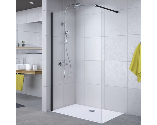 Paroi de douche à l'italienne Breuer Panorama 140 cm verre transparent profilé couleur noir 3338031001041